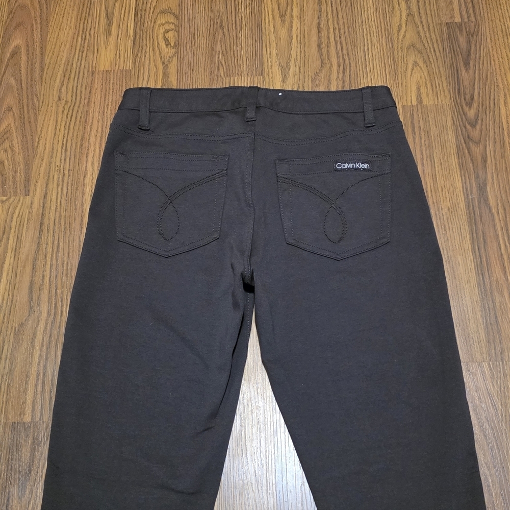 Calvin Klein Chocolate Brown Compression Pants Leggings Size 8 Stretch E43 - Picture 10 of 11